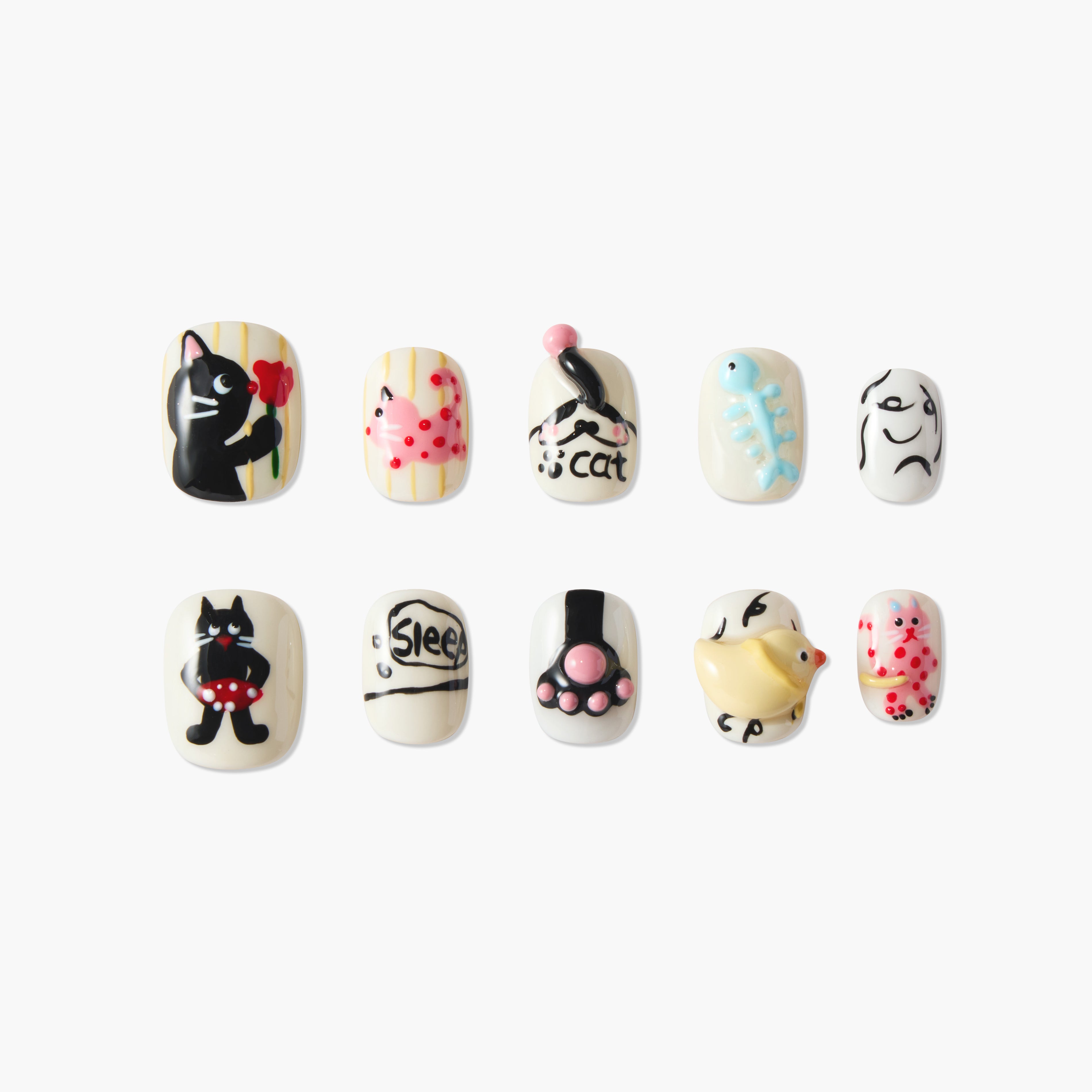 Playful Cat Art Nails - Emily’s Nail