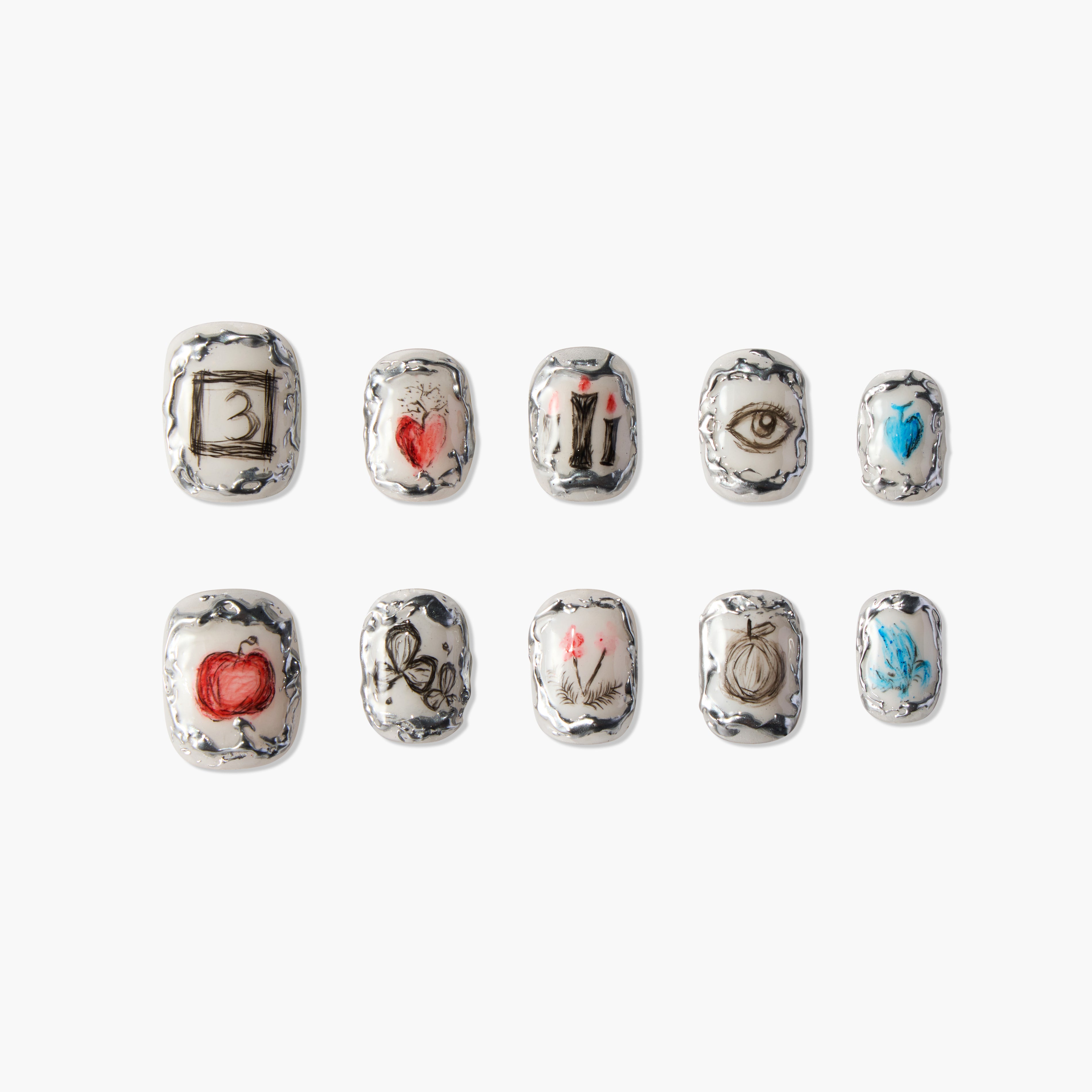 Artistic Silver-Edge Sketch - Emily’s Nail