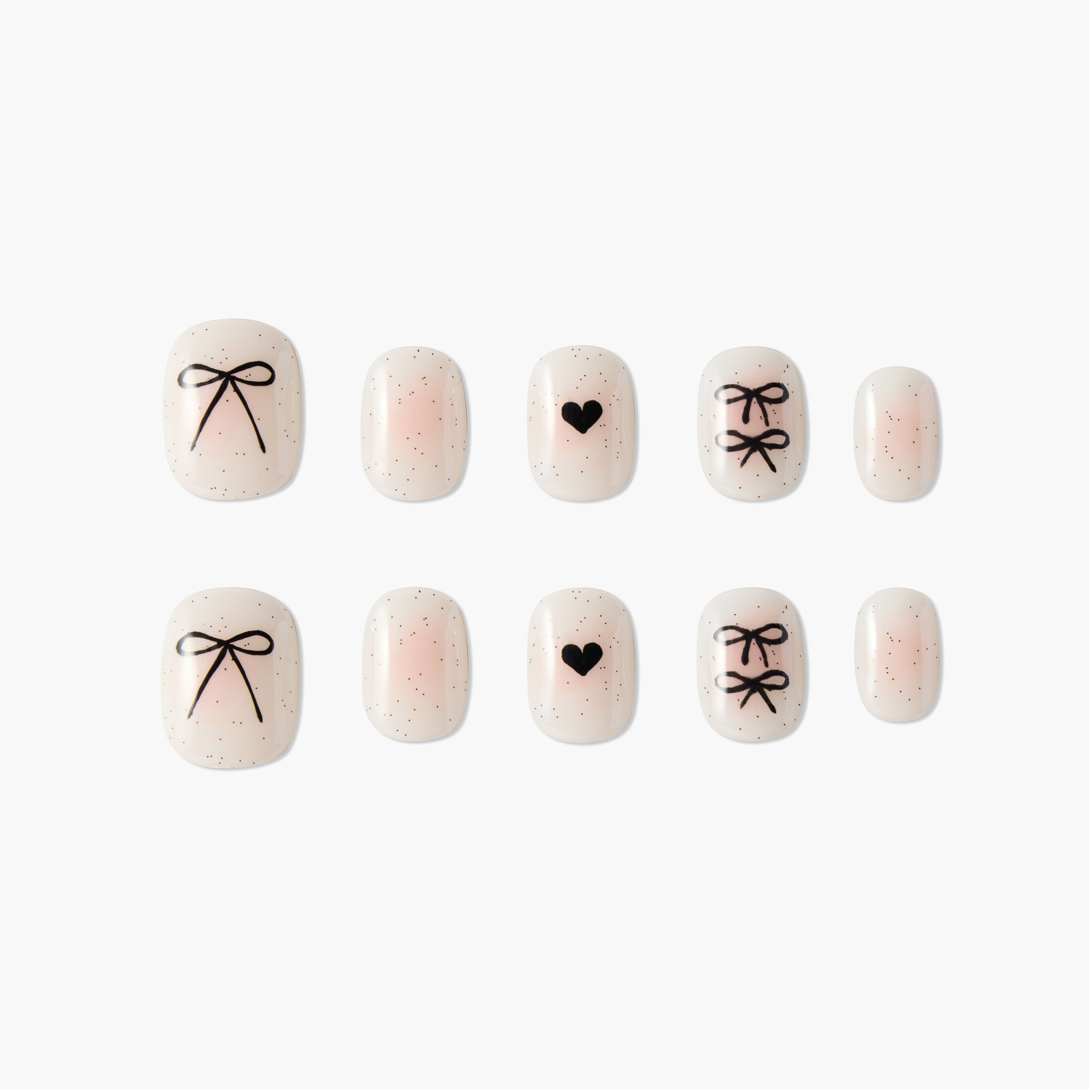 Minimalist Bow and Heart Nail Set - Emily’s Nail