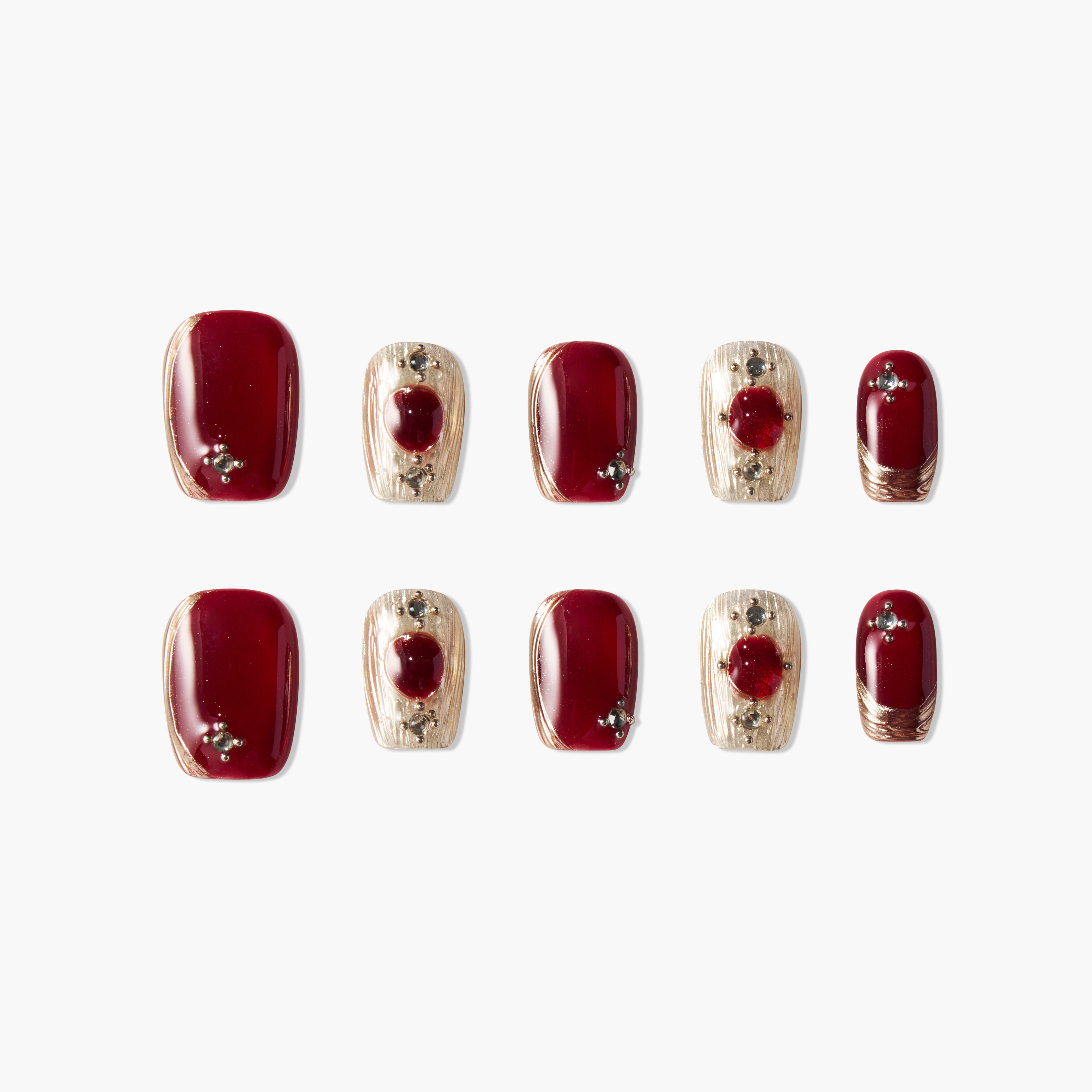 Elegant Burgundy & Gold - Emily’s Nail