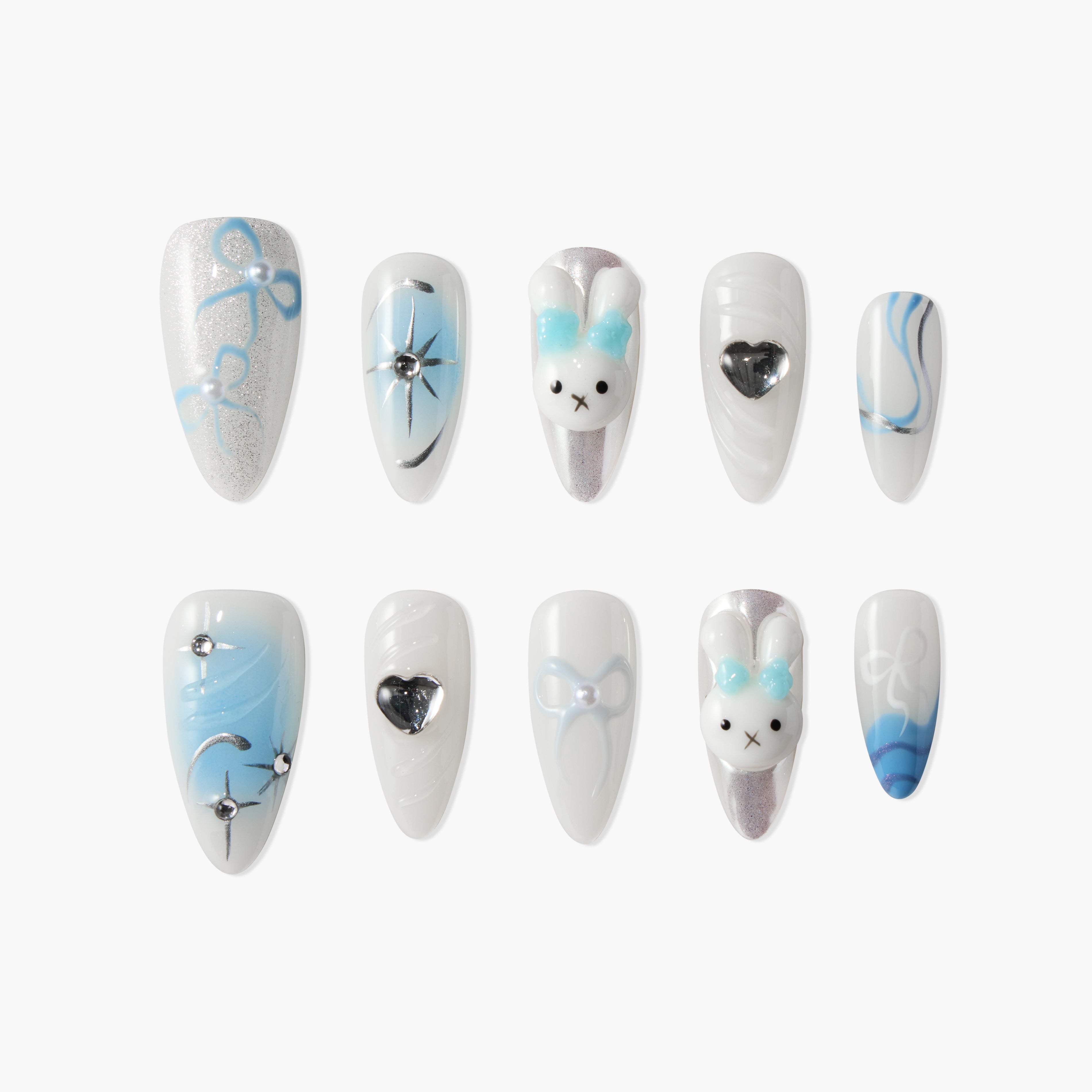 Blue and White Bunny - Emily’s Nail