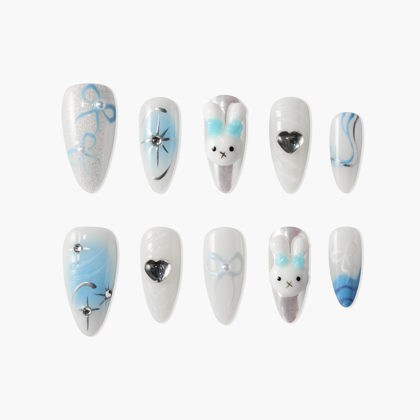 Blue and White Bunny - Emily’s Nail