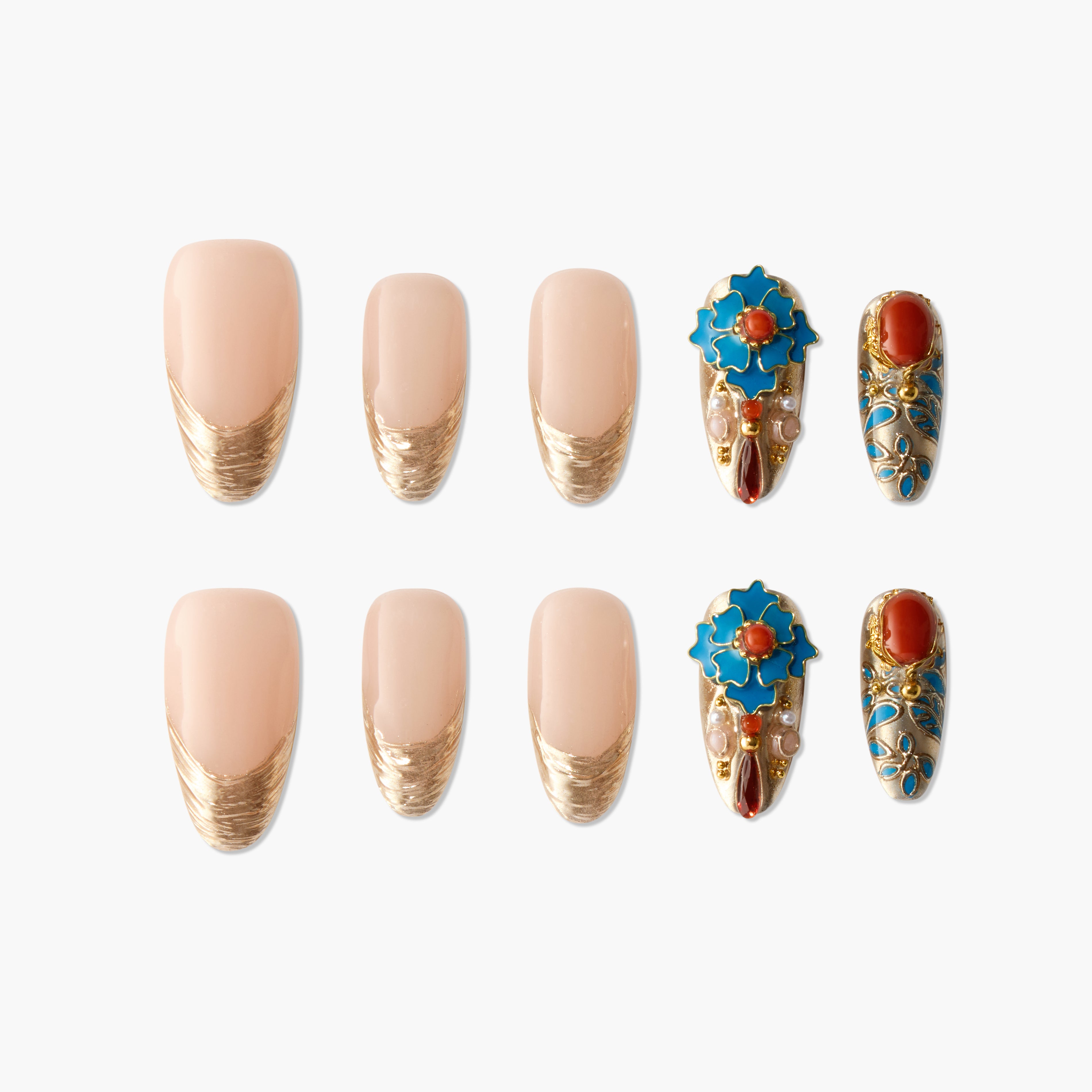 Gilded Blue Floral - Emily’s Nail