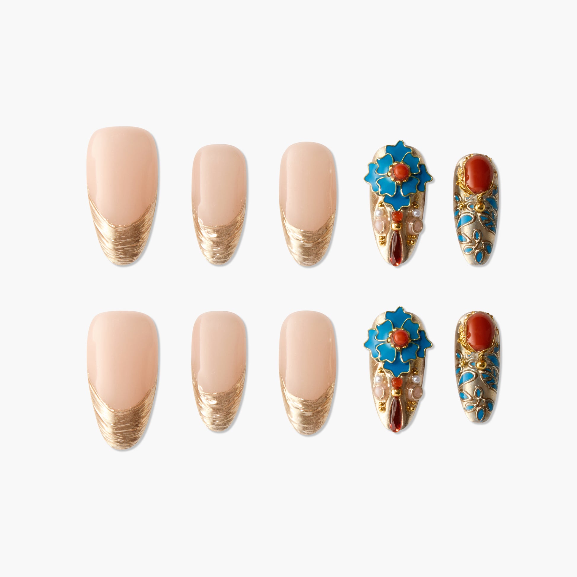 Gilded Blue Floral - Emily’s Nail