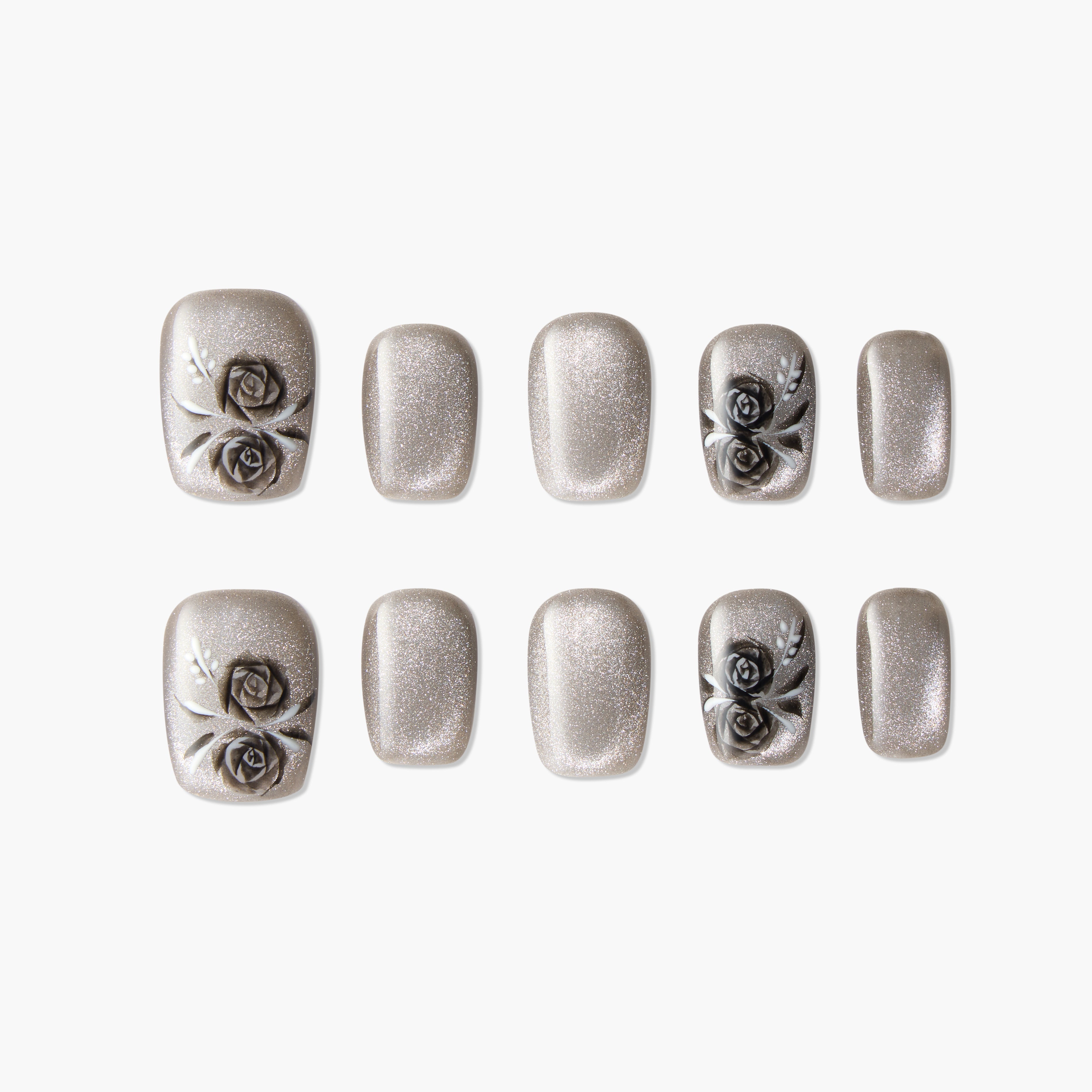 Romantic Gray Rose - Emily’s Nail