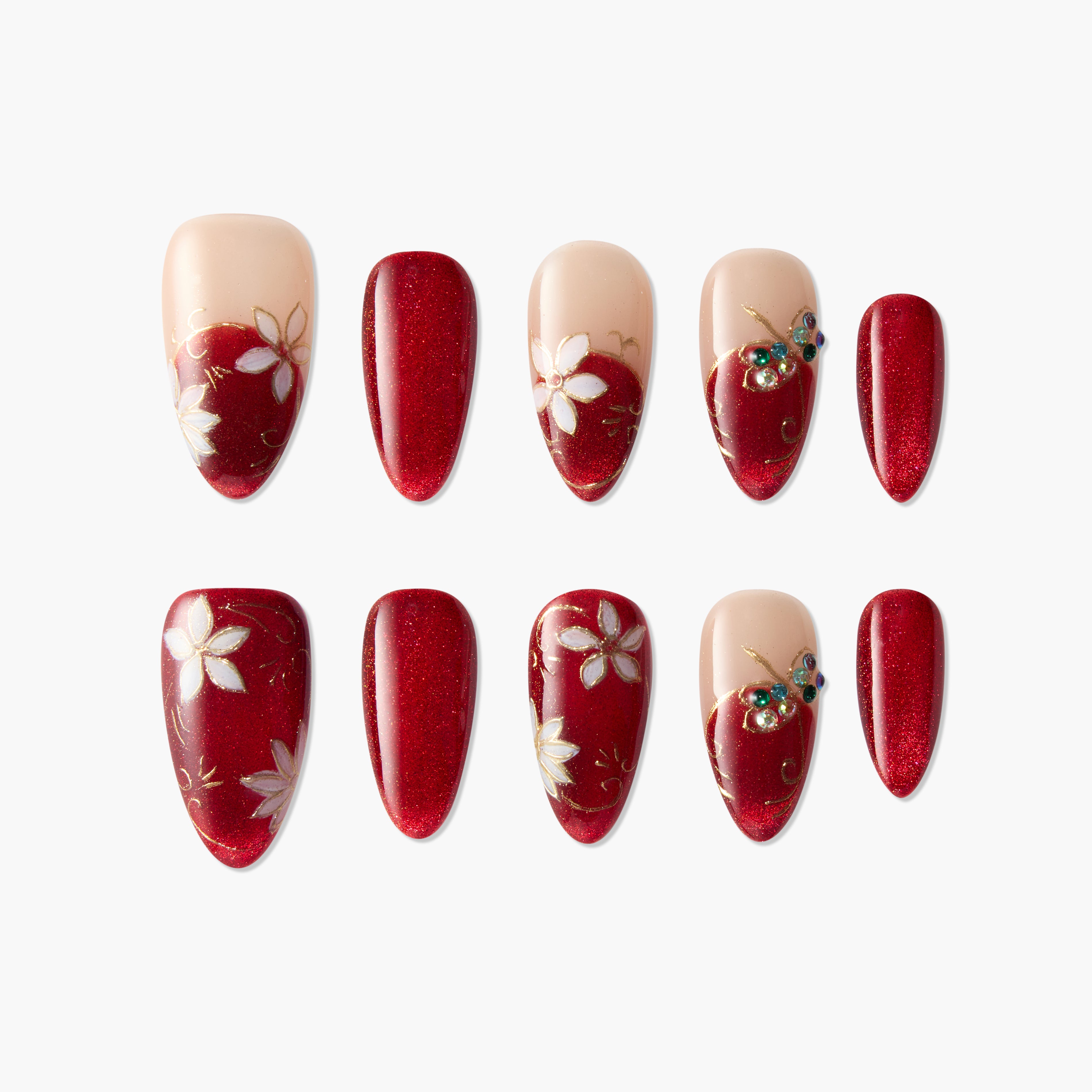 Elegant Red Floral - Emily’s Nail