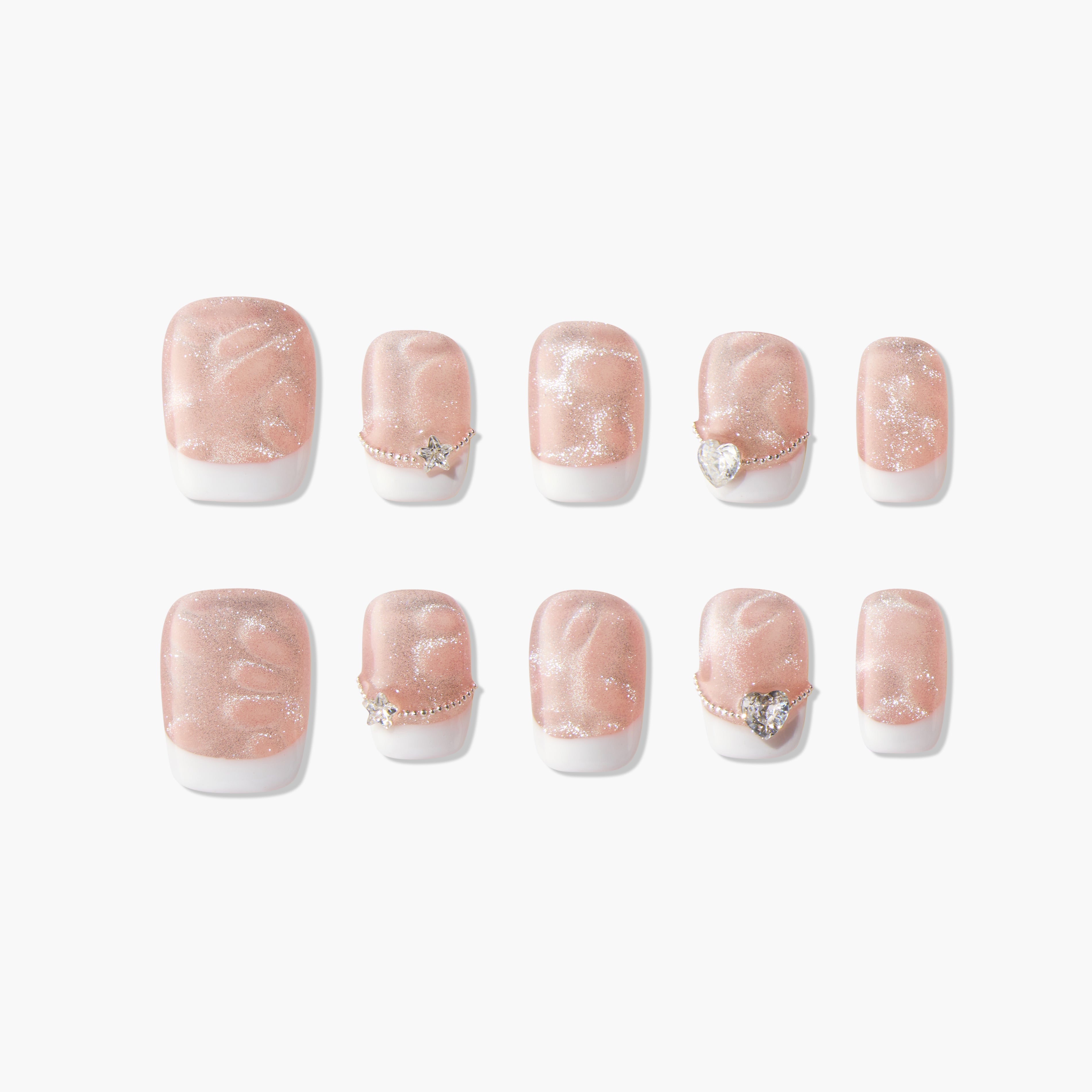 Romantic French Sparkle (short) - Emily’s Nail