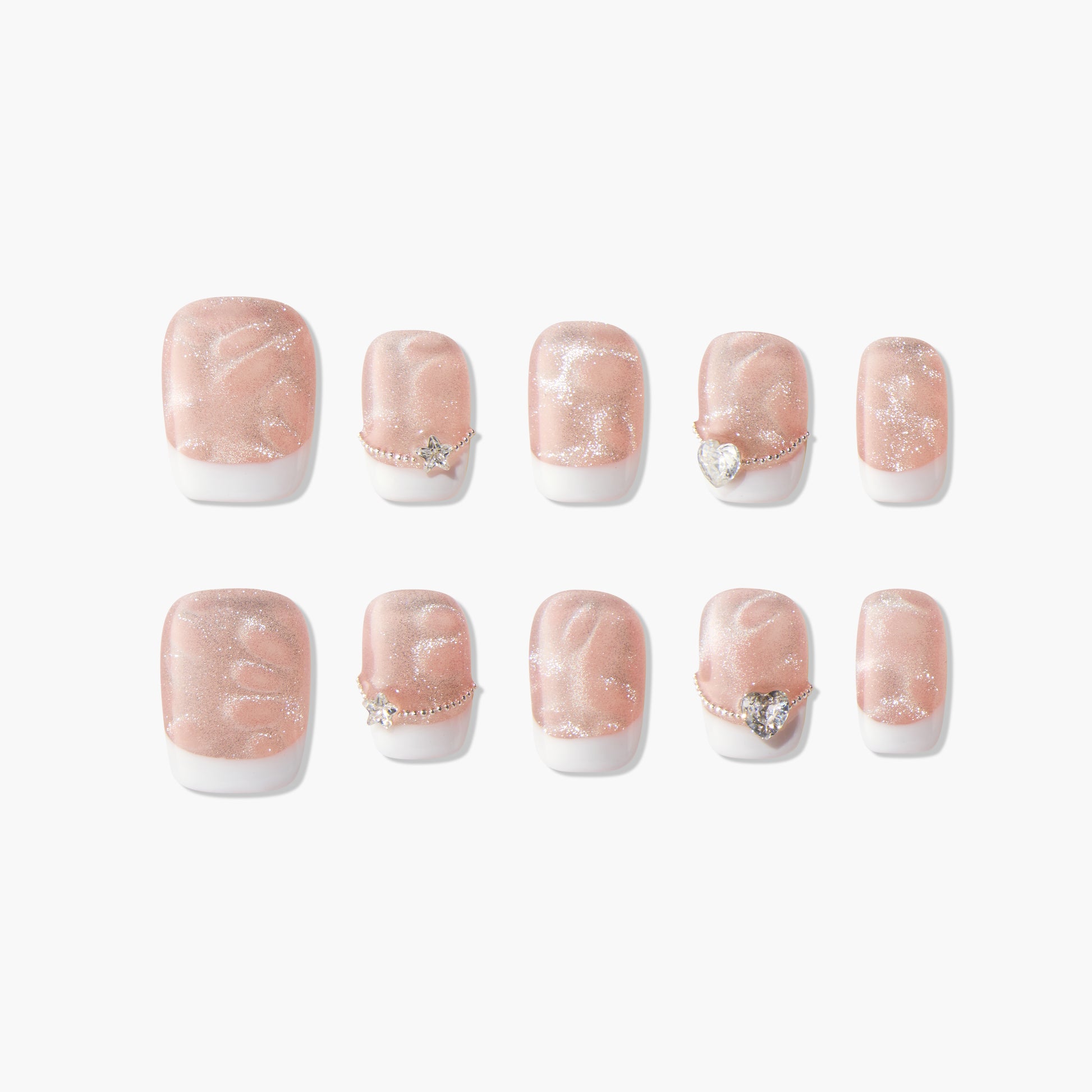 Romantic French Sparkle (short) - Emily’s Nail
