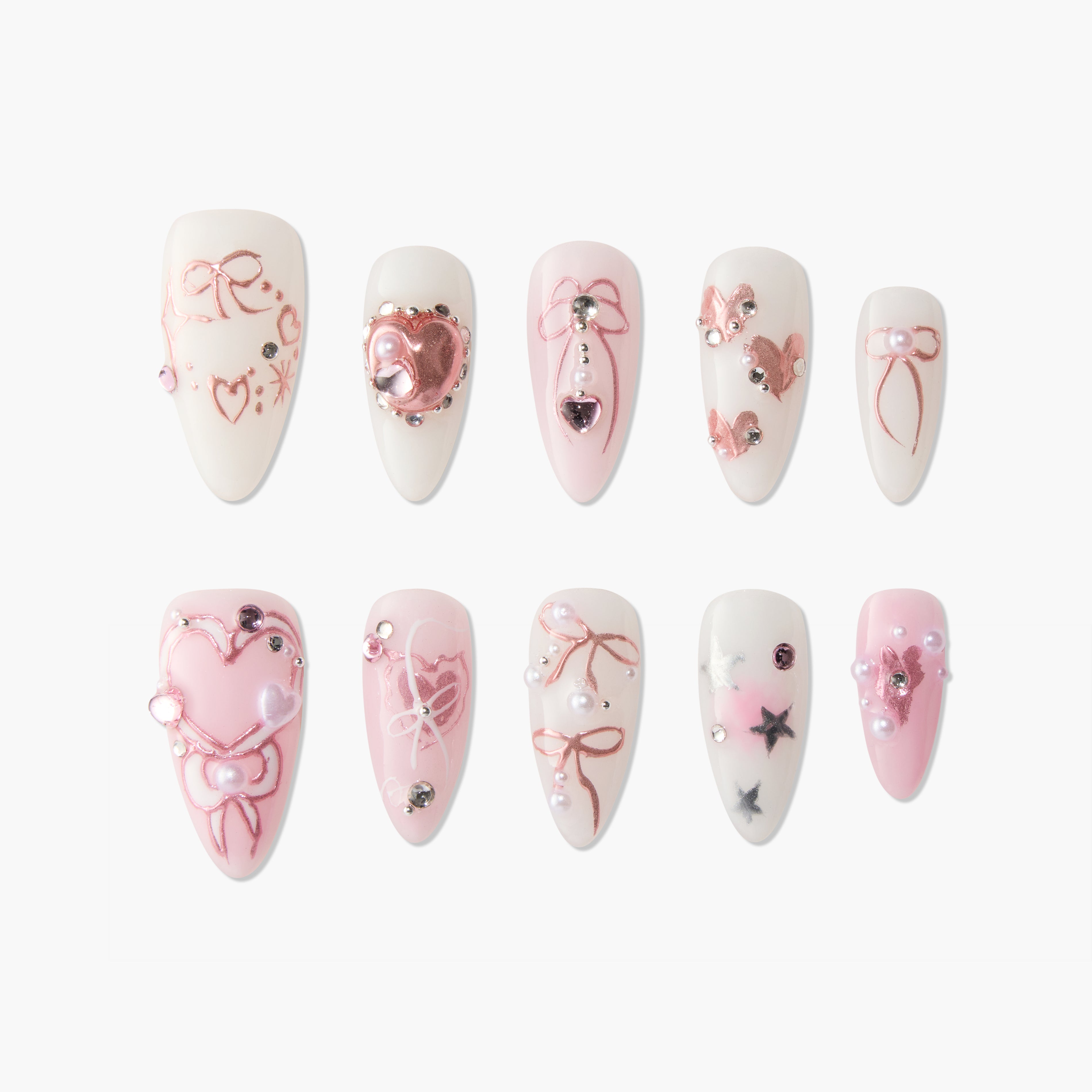 Pink Heart Bow - Emily's Nail