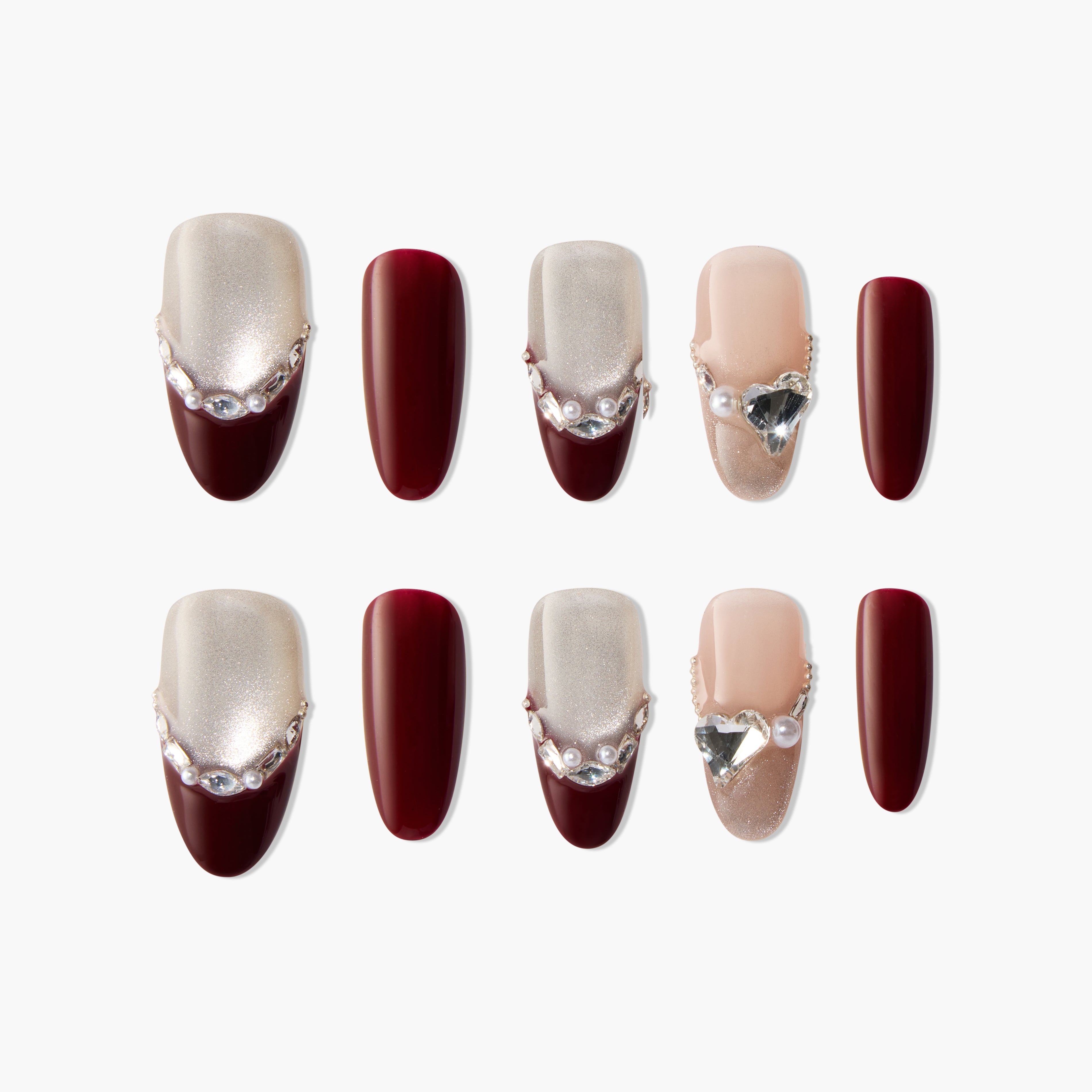 Crystal Heart Pearl (Almond) - Emily's Nail