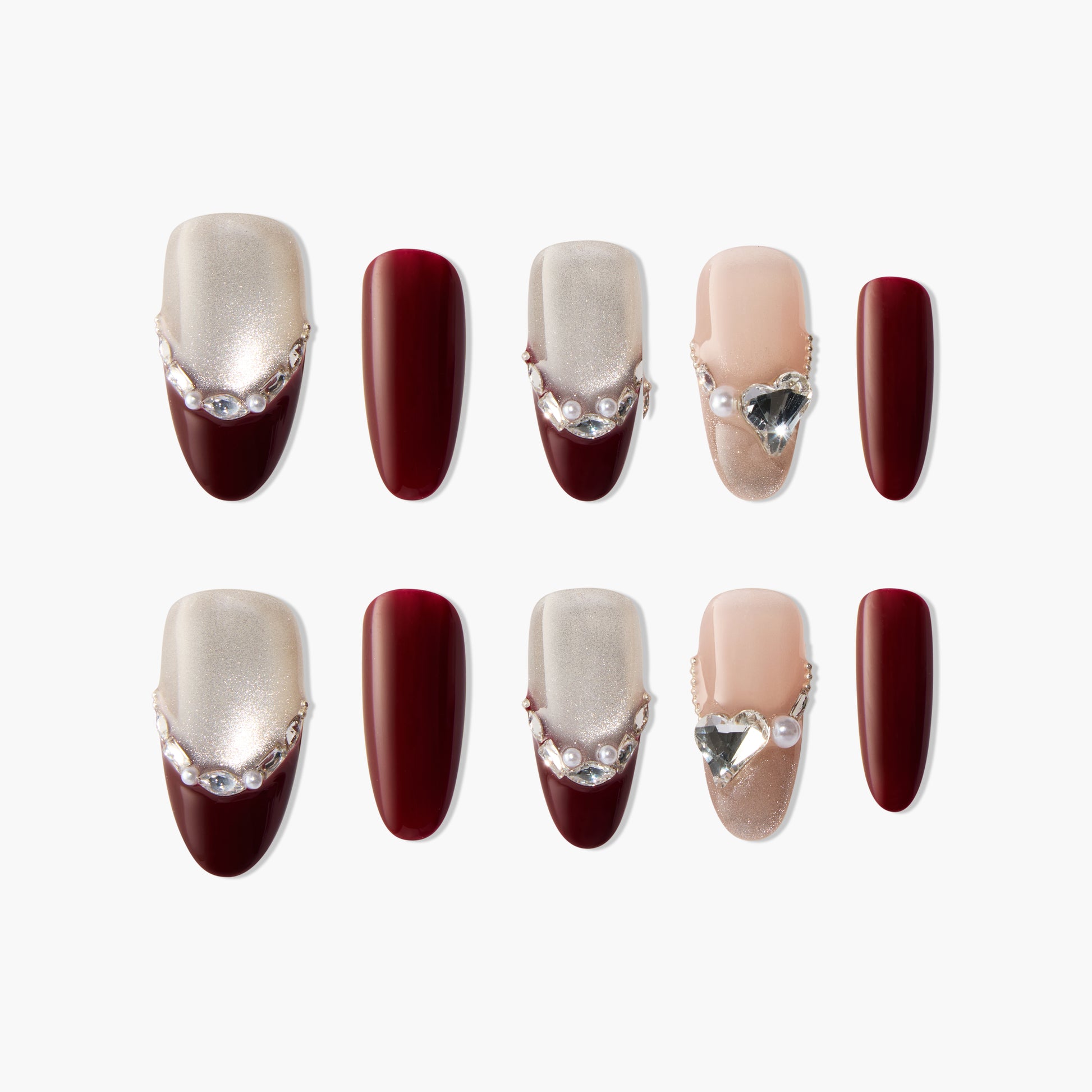 Crystal Heart Pearl (Almond) - Emily's Nail