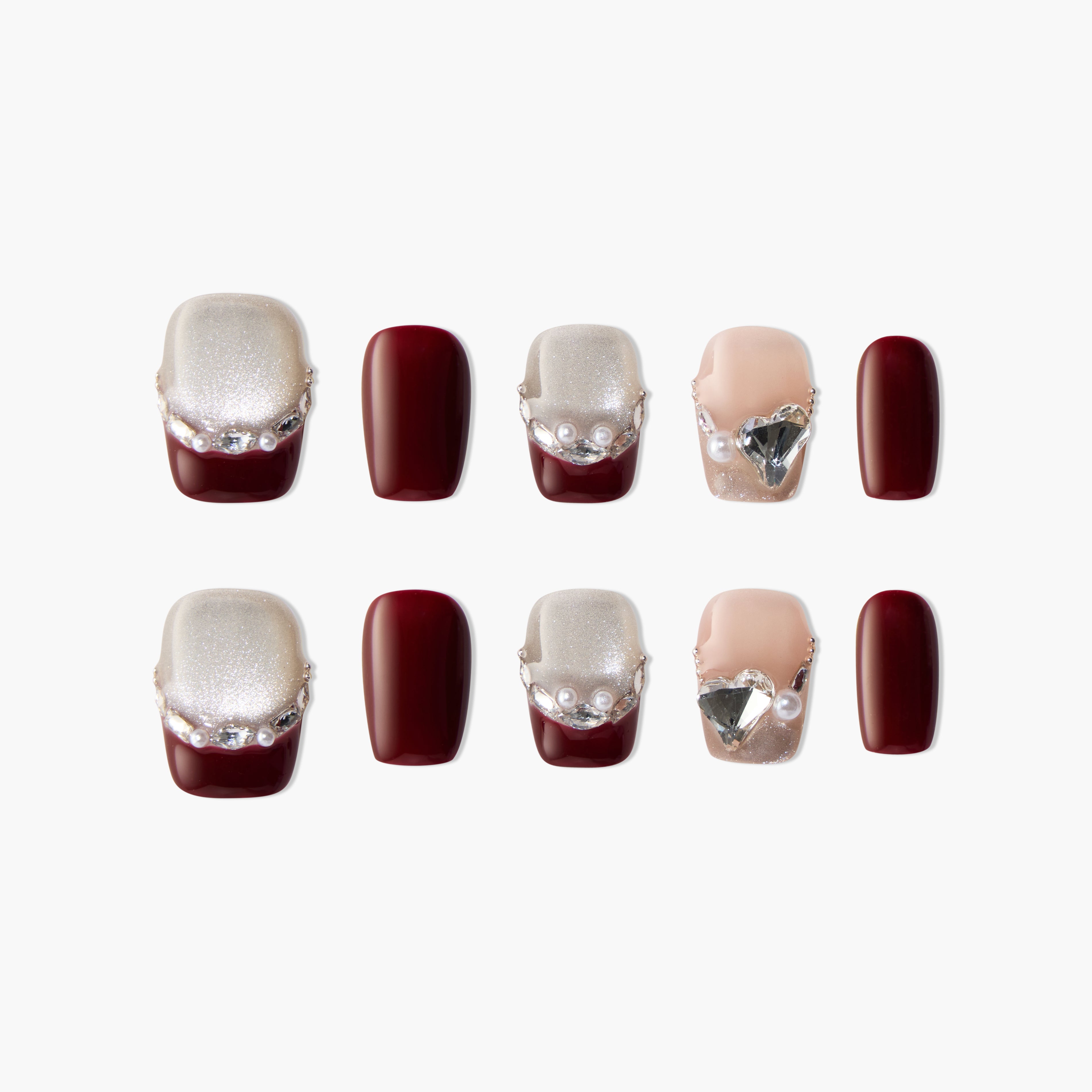 Crystal Heart Pearl (Square) - Emily's Nail