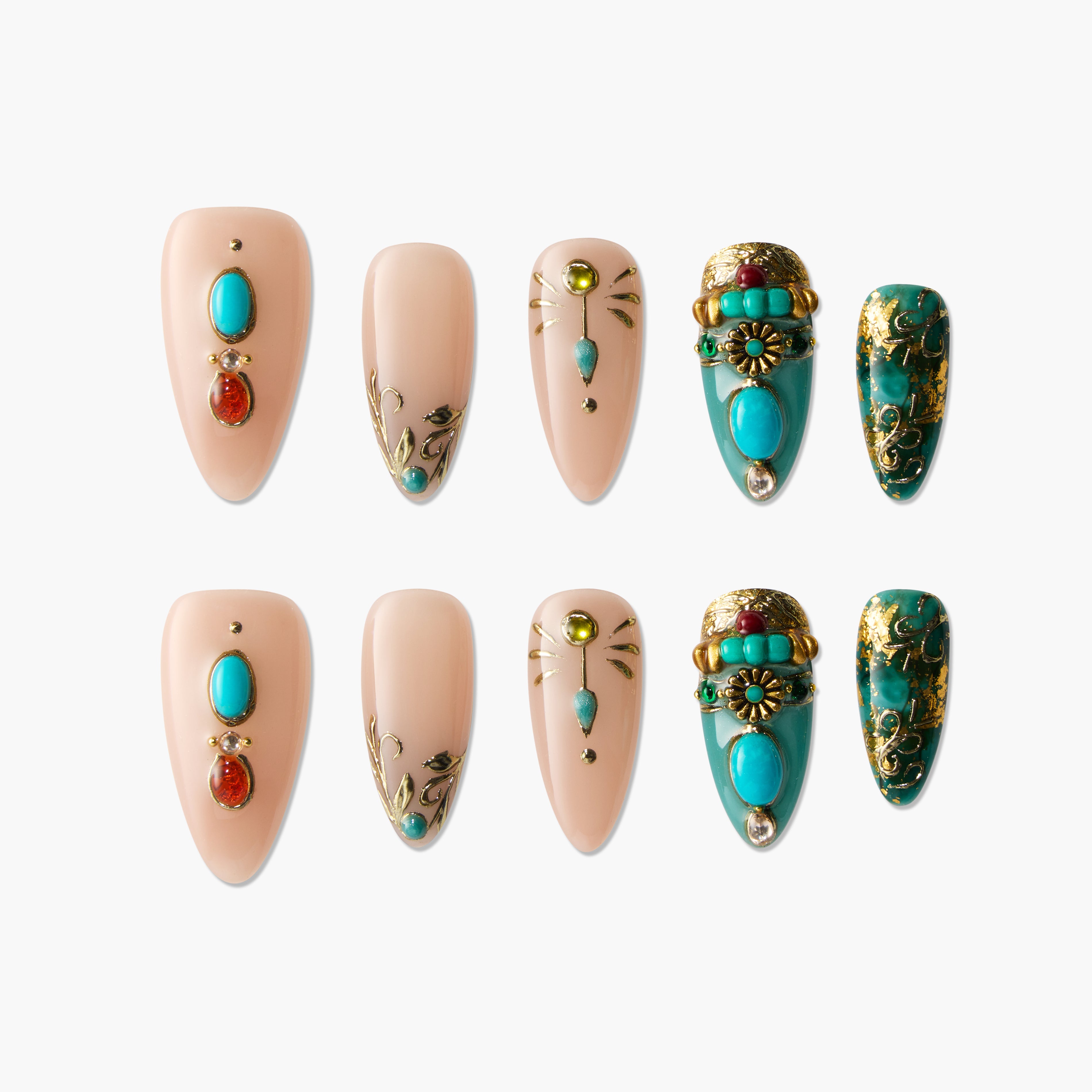 Bohemian Turquoise Glam - Emily's Nail
