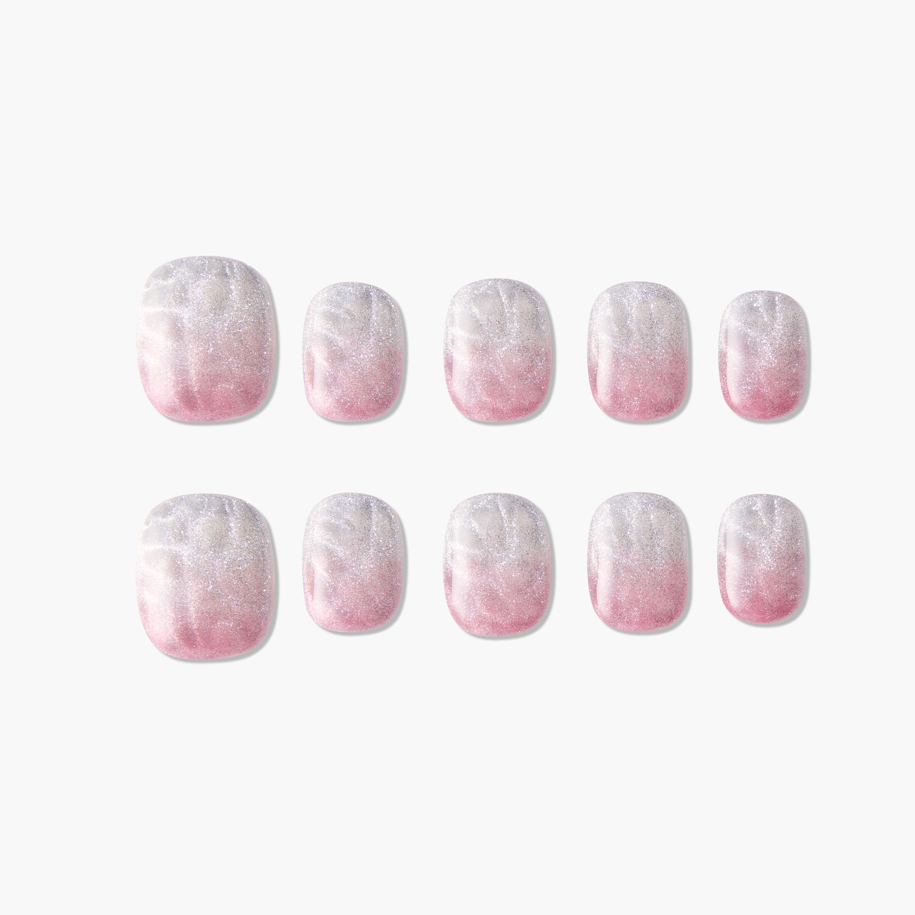 Pink-White Gradient Sparkling - Emily's Nail