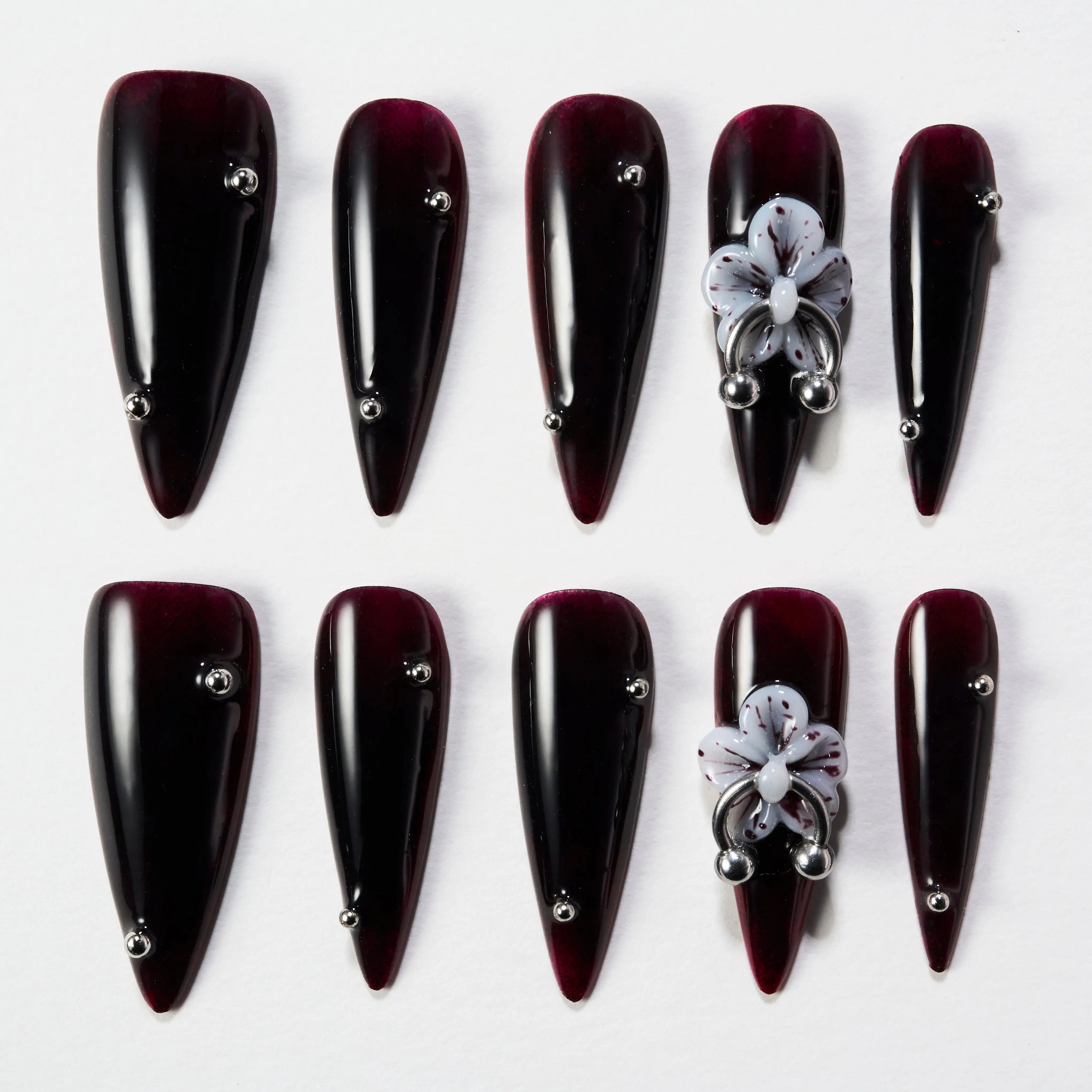 Black Sakura Bloom (Stiletto) Emily’s Nail
