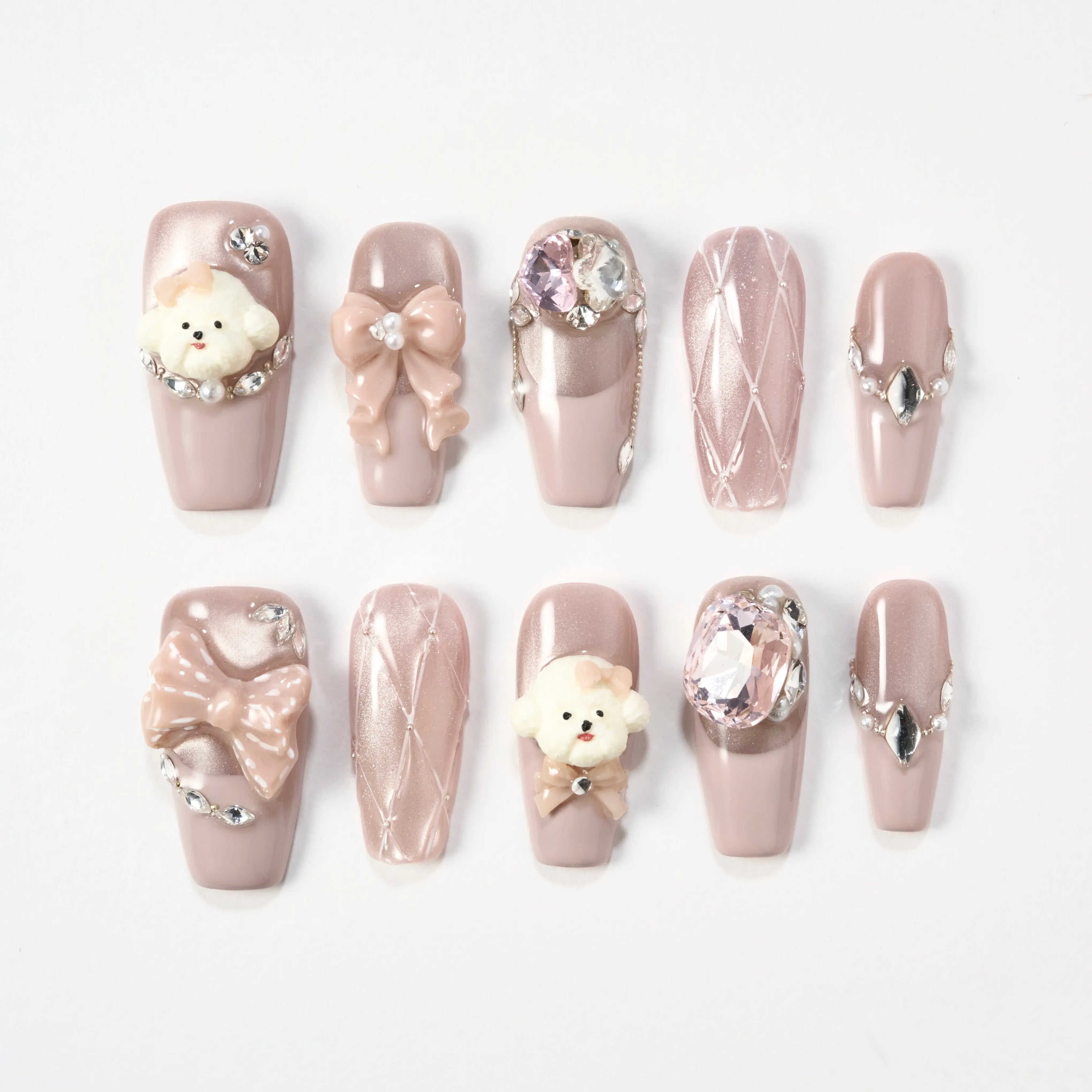 Cute Pet Pink Crystal Emily's Nail