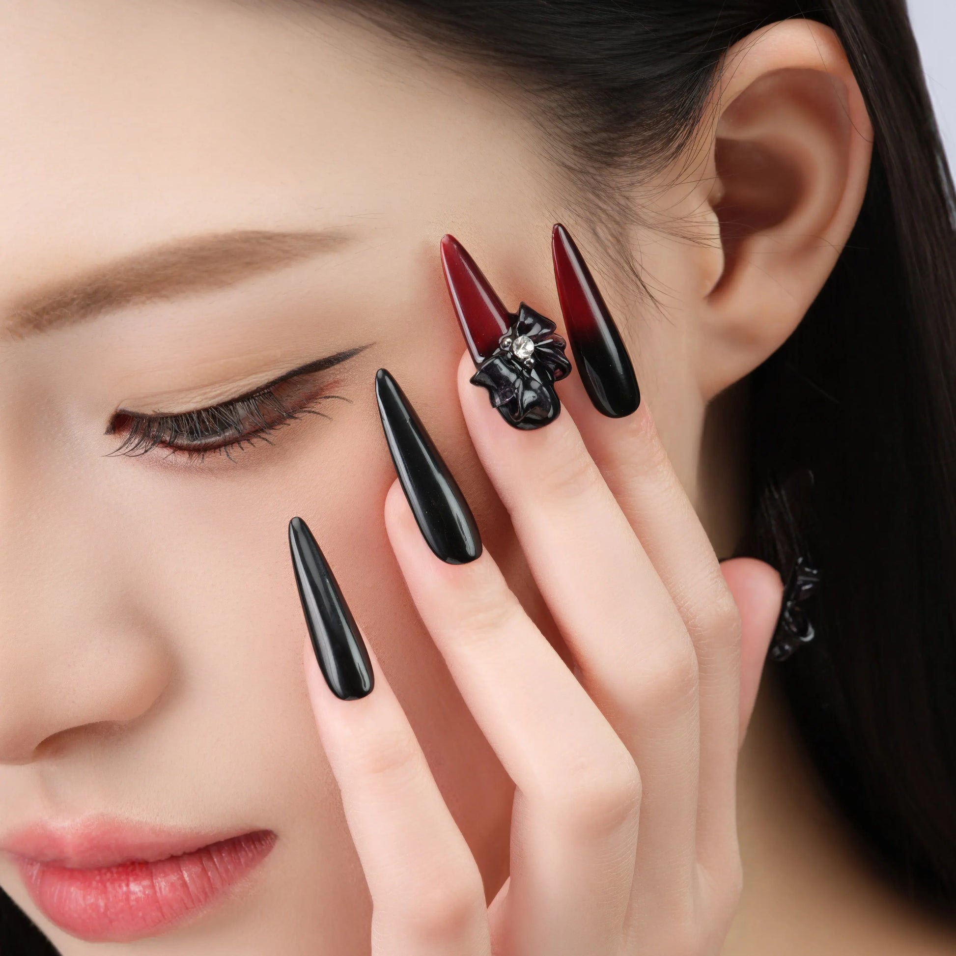 Dark Rose Velvet (Stiletto) Emily's Nail