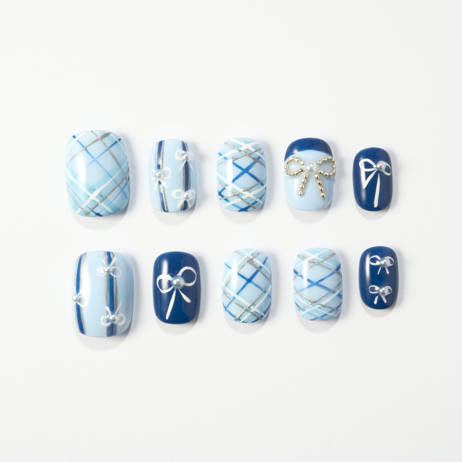 Noeud à carreaux bleu