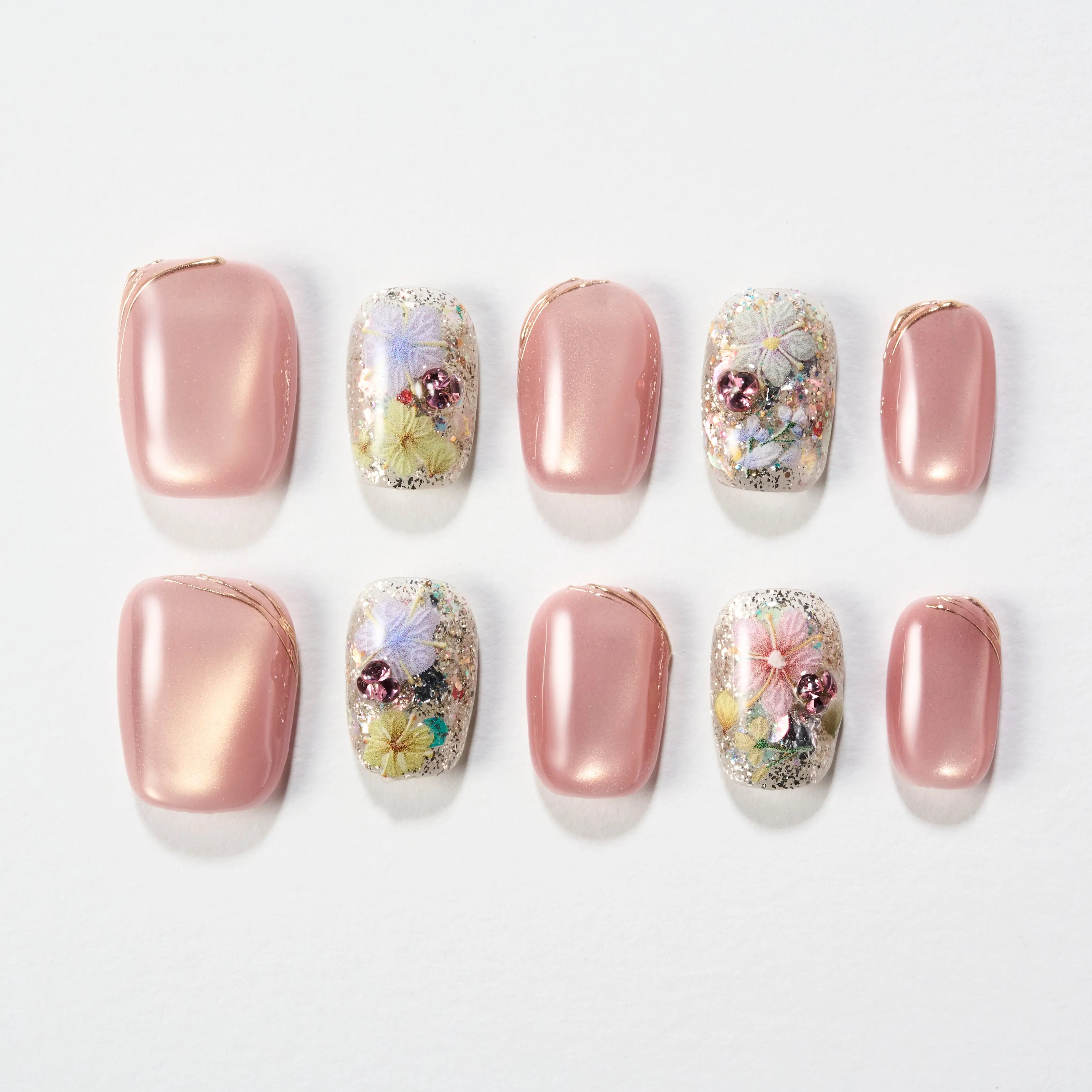Floral Whisper Glitz (Square) Emily’s Nail