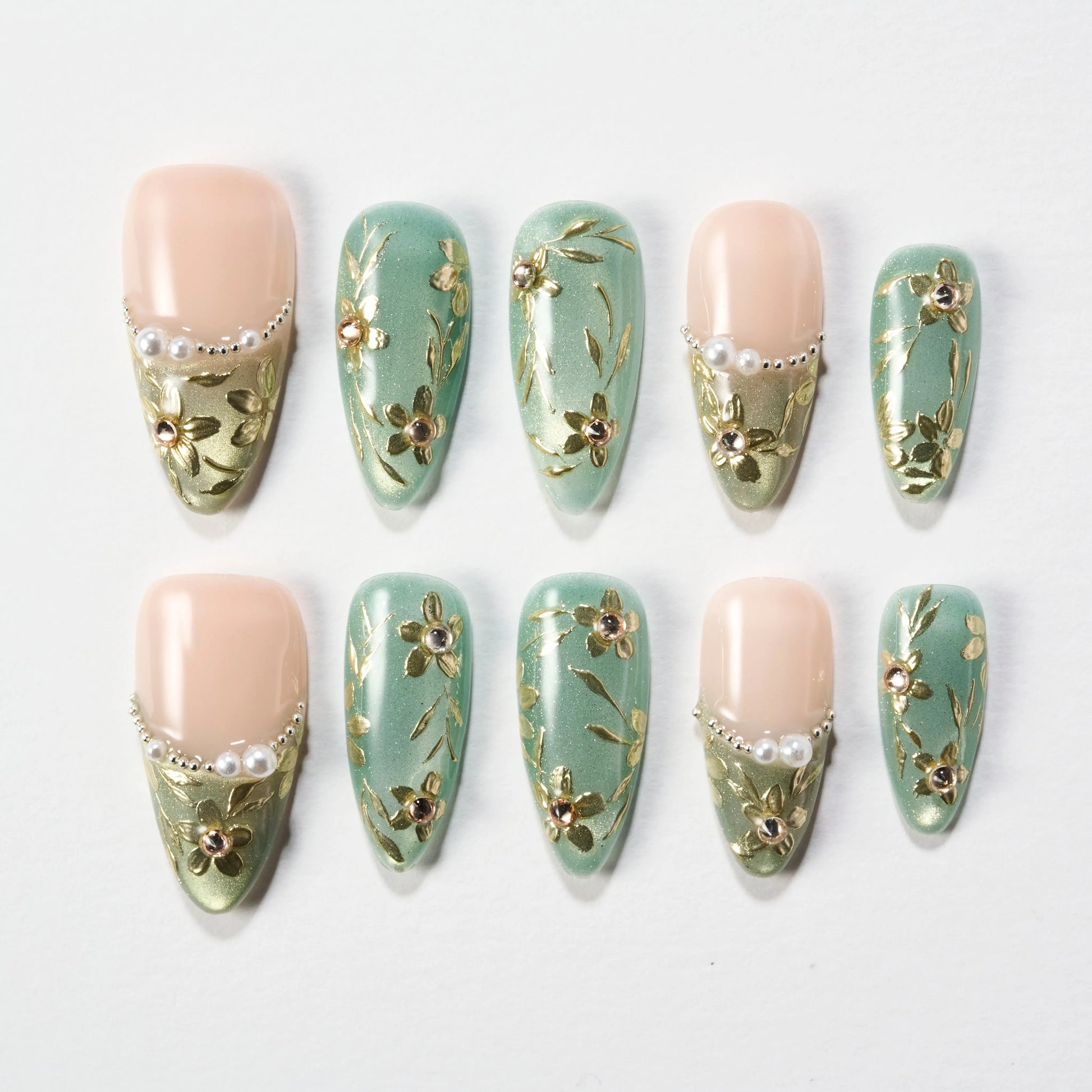 Green Floral Emily’s Nail
