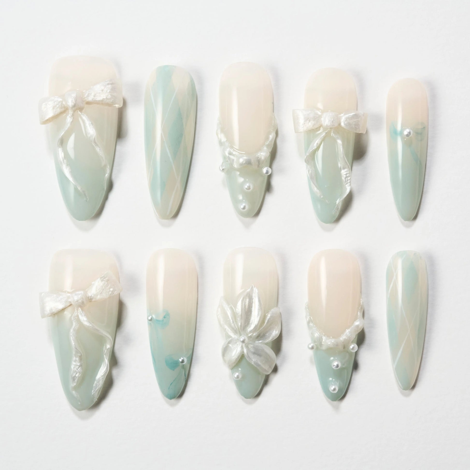 Mint Ribbon (Stiletto) Emily’s Nail