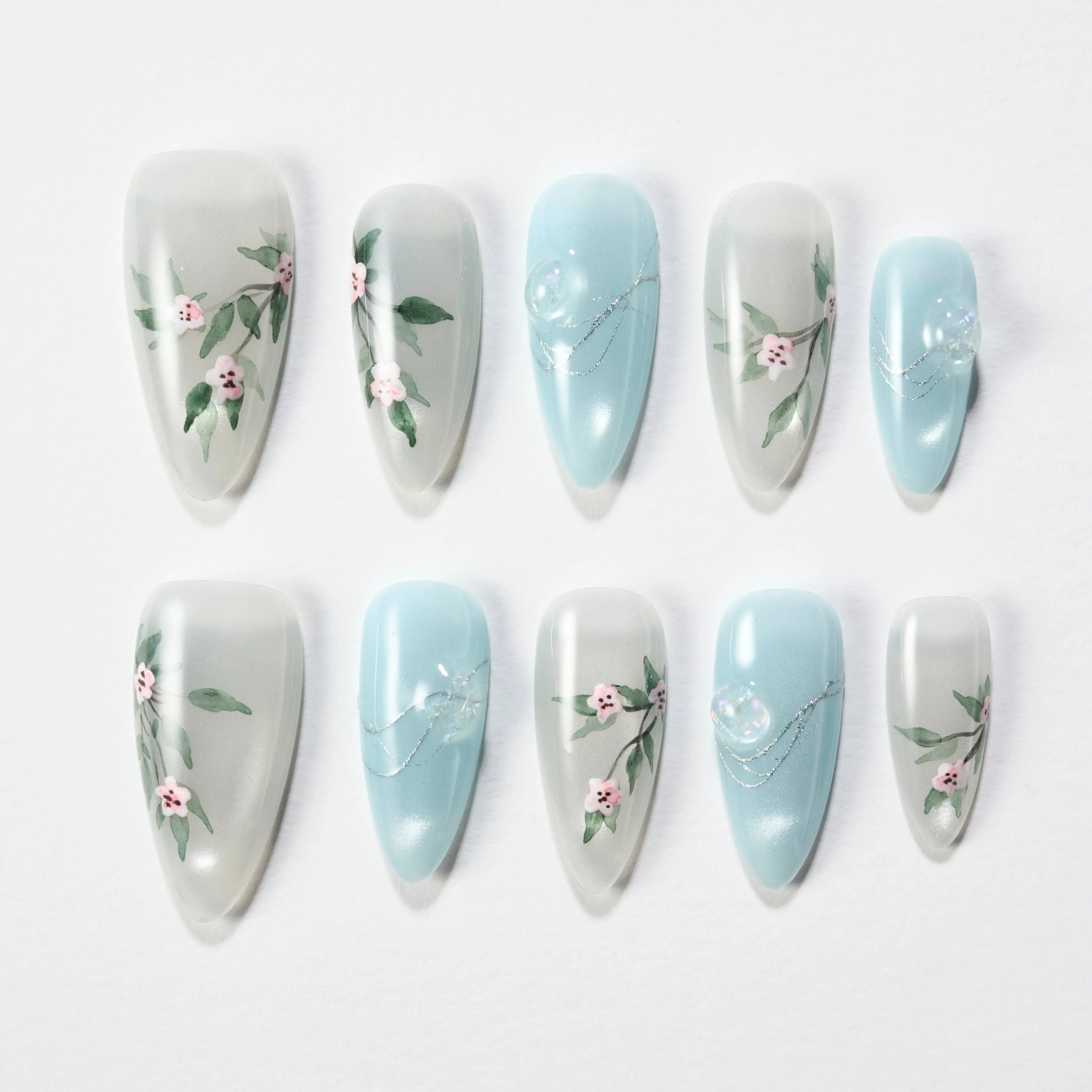 Pastel Garden Breeze (Almond) Emily’s Nail