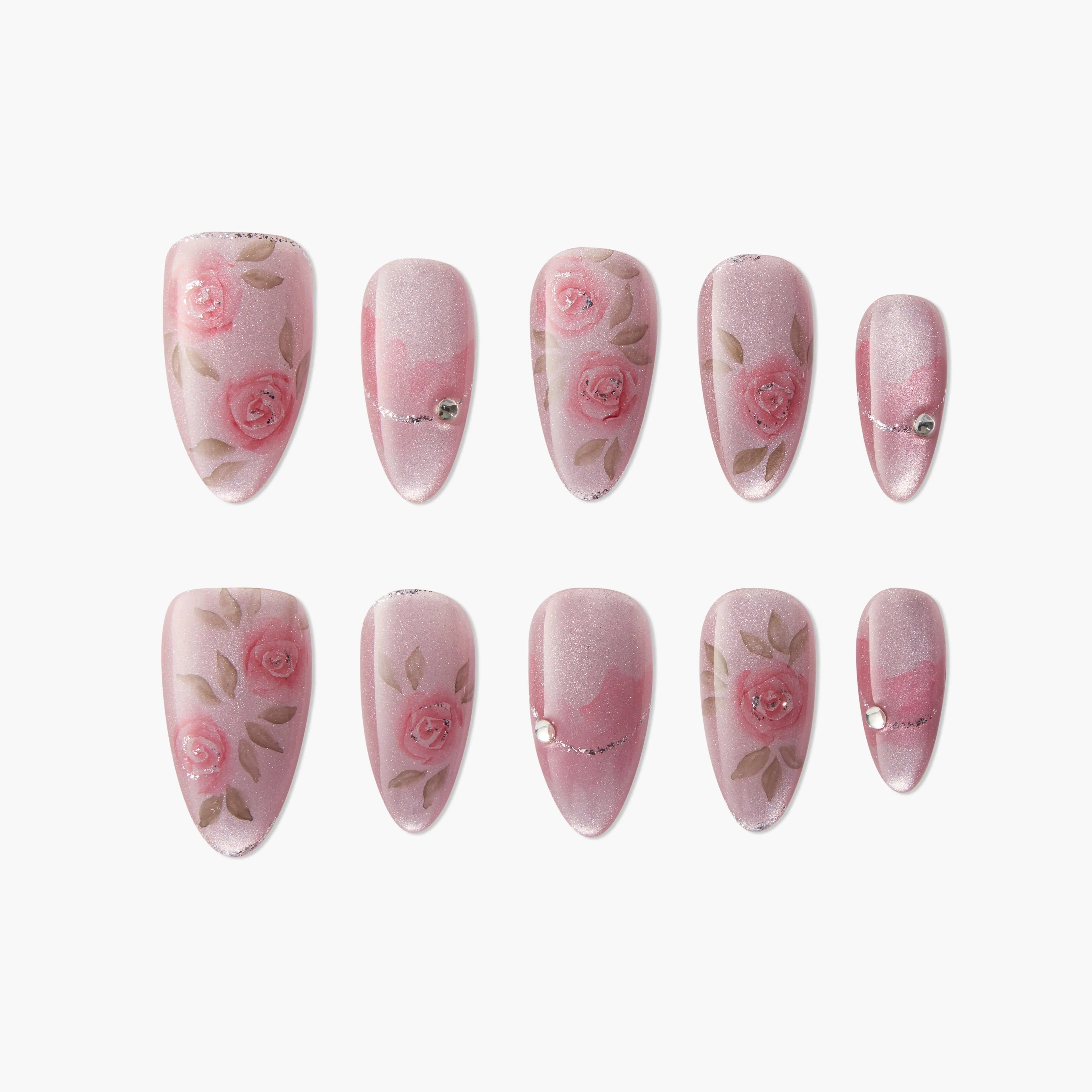 Pink Sparkling Floral Emily's Nail