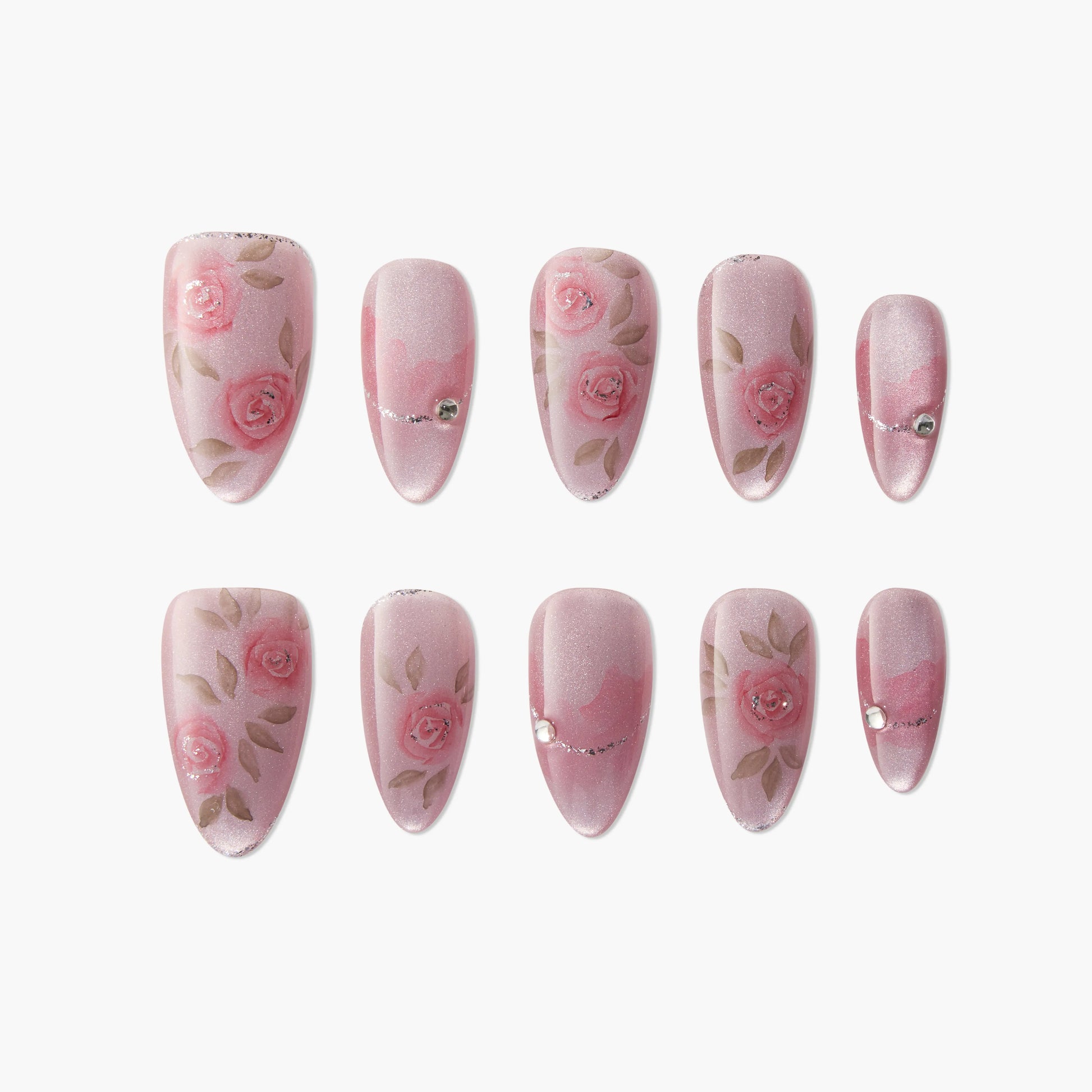 Pink Sparkling Floral Emily's Nail
