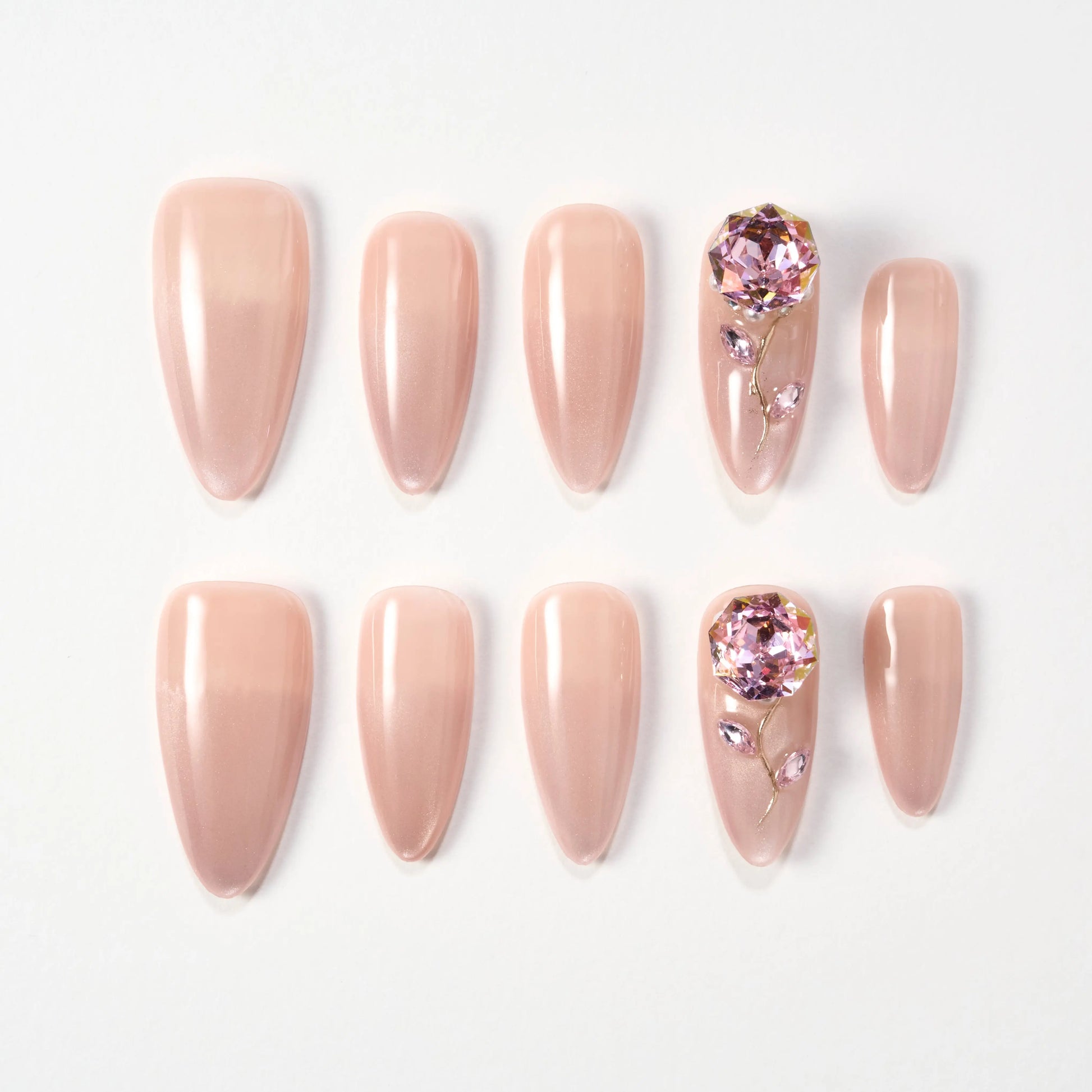 Sparkling Bloom (Almond) Emily’s Nail