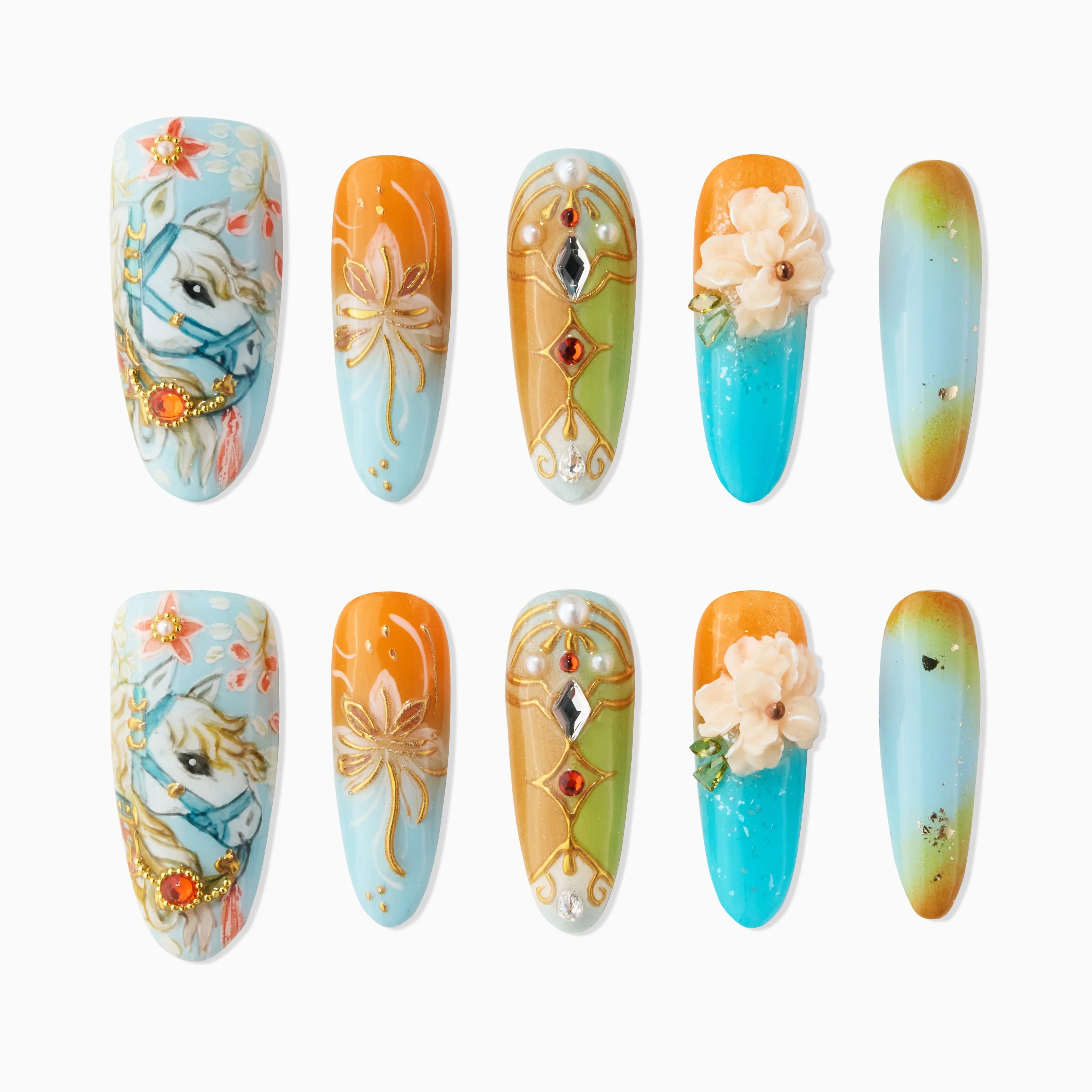 Whimsical Floral Horse Emily’s Nail